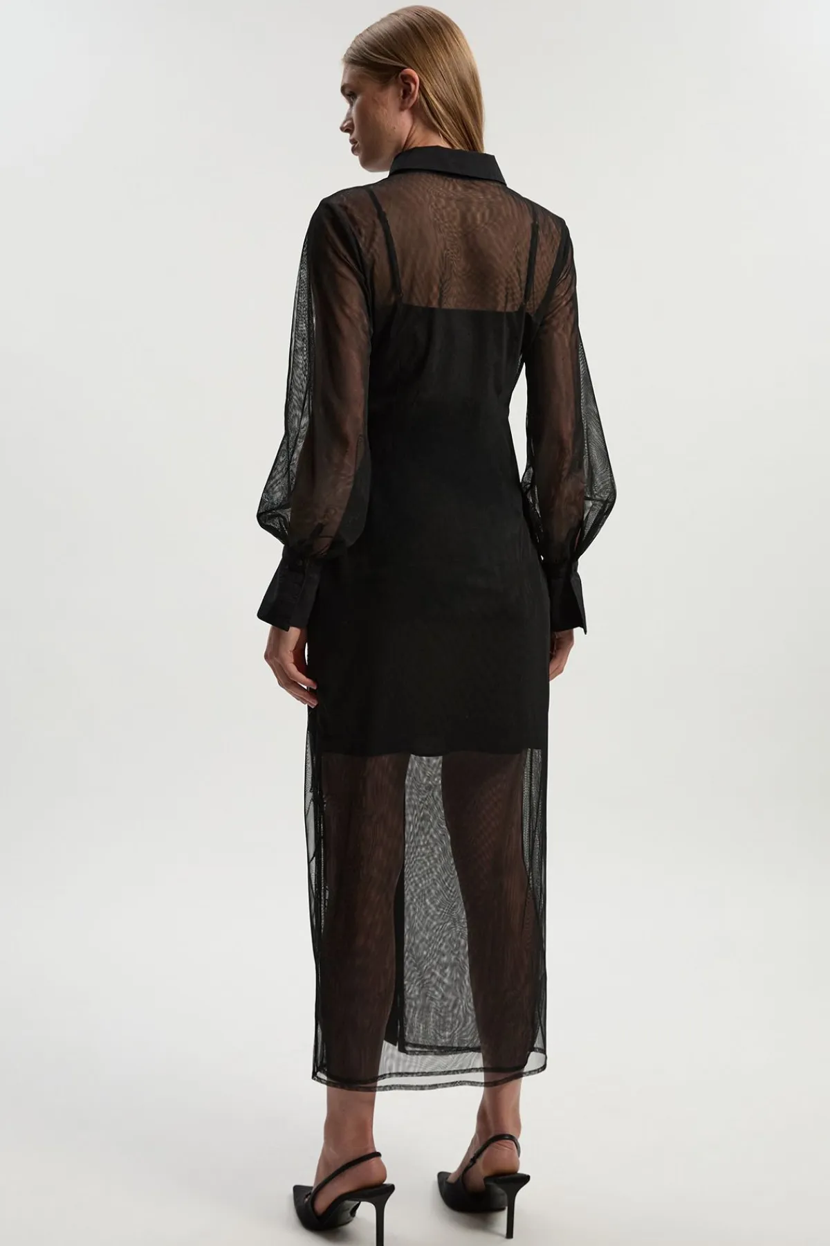 KarenMillen Robe Chemise Transparente Archive en Maille Brodée et Ornementée<Femme Robes À Manches Longues|Robes