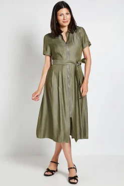 Robe Chemise Zippée Effet Denim