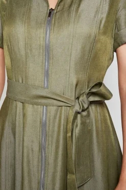 Robe Chemise Zippée Effet Denim