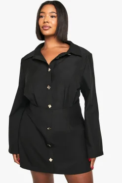 Robe chemisier à boutons dorés Plus