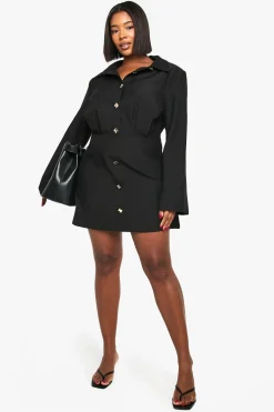 Robe chemisier à boutons dorés Plus