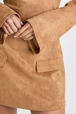 Robe chemisier à manches à revers évasées en synthétique
