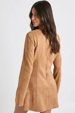 Robe chemisier à manches à revers évasées en synthétique