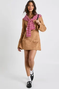 Robe chemisier à manches à revers évasées en synthétique