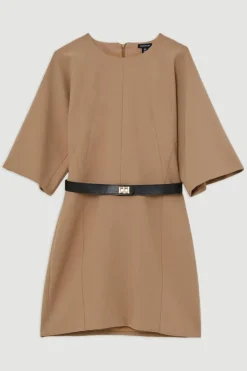 KarenMillen Robe cintrée stretch à ceinture Compact<Femme Tailleurs|Robes À Manches Longues