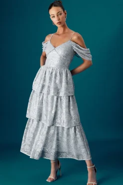 Robe Coast Muse à Dentelle et Paillettes Étagée