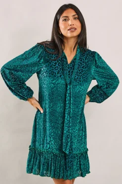 Robe à Col Noué Motif Animal Dévoré