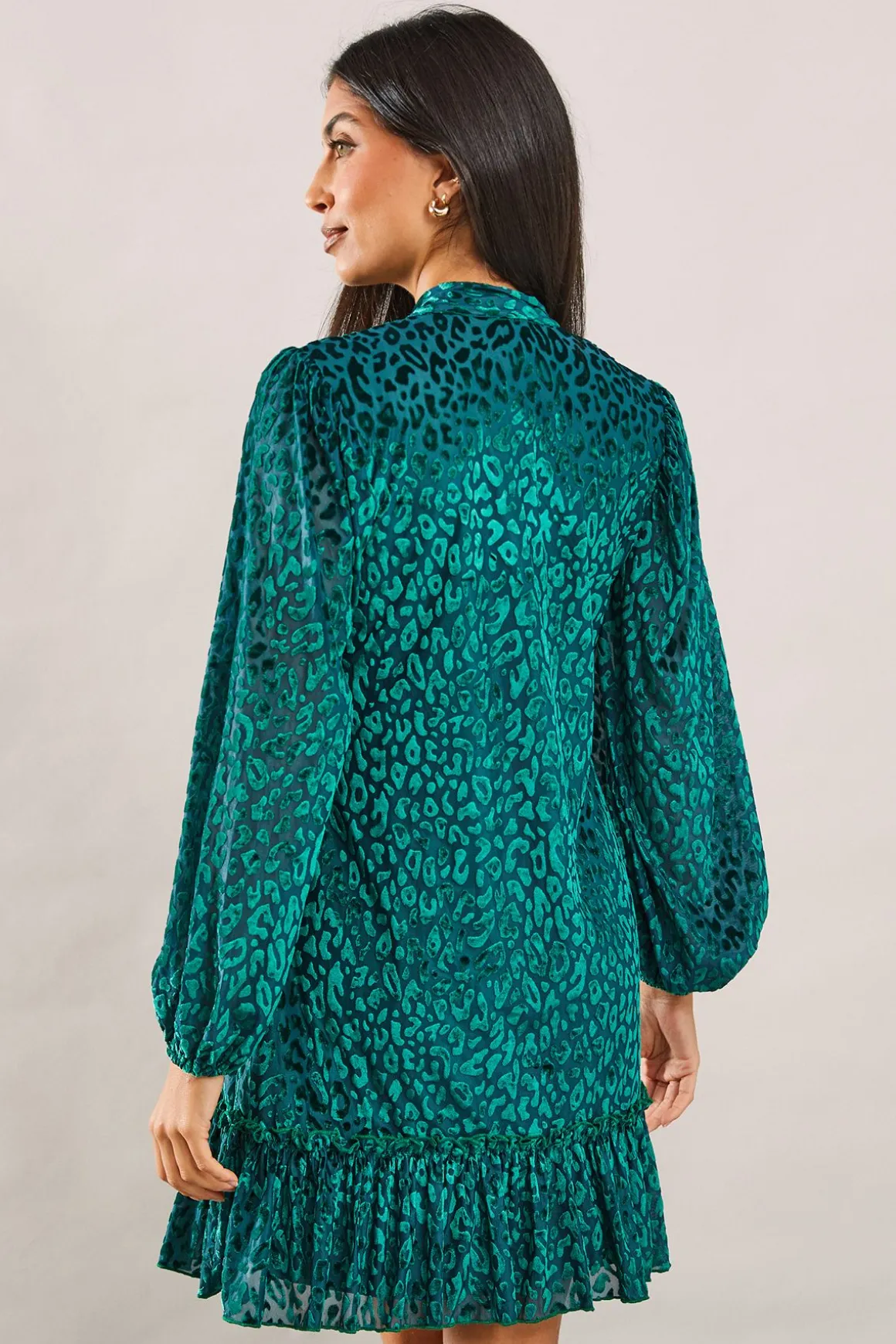 Robe à Col Noué Motif Animal Dévoré
