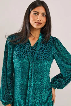 Robe à Col Noué Motif Animal Dévoré