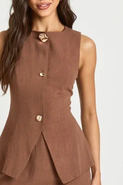 Robe Courte Ajustée 2 En 1 Aspect Lin