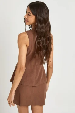 Robe Courte Ajustée 2 En 1 Aspect Lin