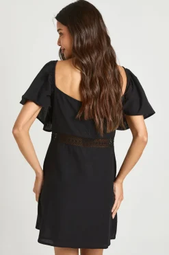 Robe Courte Aspect Lin Avec Garniture Au Crochet