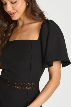 Robe Courte Aspect Lin Avec Garniture Au Crochet