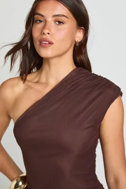 Robe Courte Asymétrique Froncée