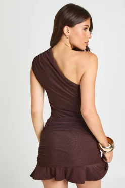 Robe Courte Asymétrique Froncée