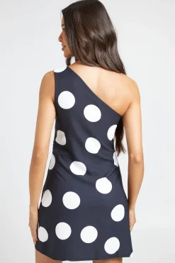 Robe Courte Asymétrique À Pois Une Épaule
