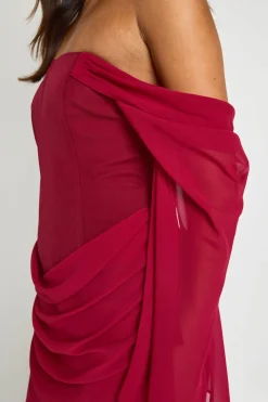boohoo Robe Courte Bardot À Manches Évasées Et Détail Corset<Femme Robes Corset|Robes Moulantes