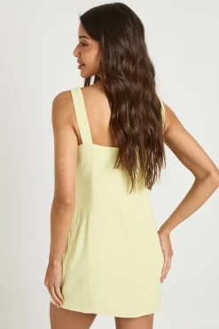 Robe Courte À Bretelles Avec Bustier Froncé Effet Lin