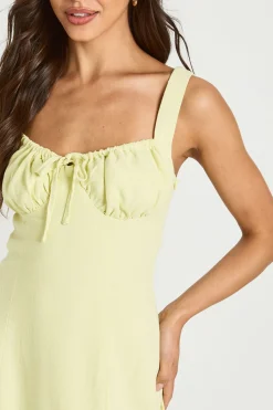Robe Courte À Bretelles Avec Bustier Froncé Effet Lin
