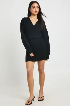 boohoo Robe Courte Cache-cœur<Femme Robes À Manches Longues|Robes