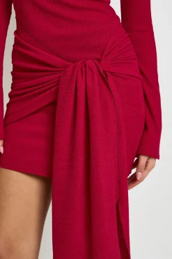 Robe Courte Cache-cœur Texturée Avec Nœud Devant