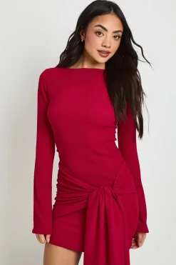 Robe Courte Cache-cœur Texturée Avec Nœud Devant