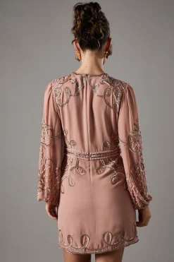 Robe Courte Coast Muse En Mousseline Ornée Avec Manches Bouffantes