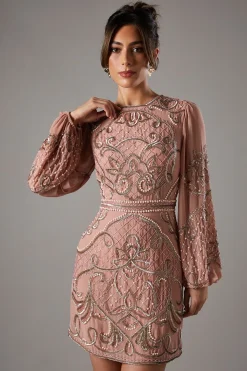 Robe Courte Coast Muse En Mousseline Ornée Avec Manches Bouffantes