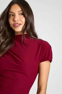 Robe Courte À Col Intégré Drapé Et Taille Cintrée