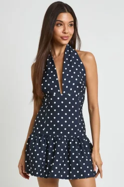 boohoo Robe Courte Col Licou À Pois<Femme Robes Moulantes|Pois