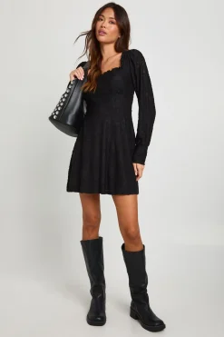 Robe Courte Corset Laitière à Motif Floral Dévoré