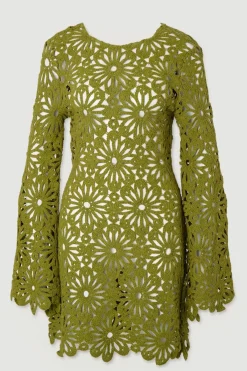 KarenMillen Robe Courte de Plage en Crochet Fleuri Tissé<Femme Tenues De Plage