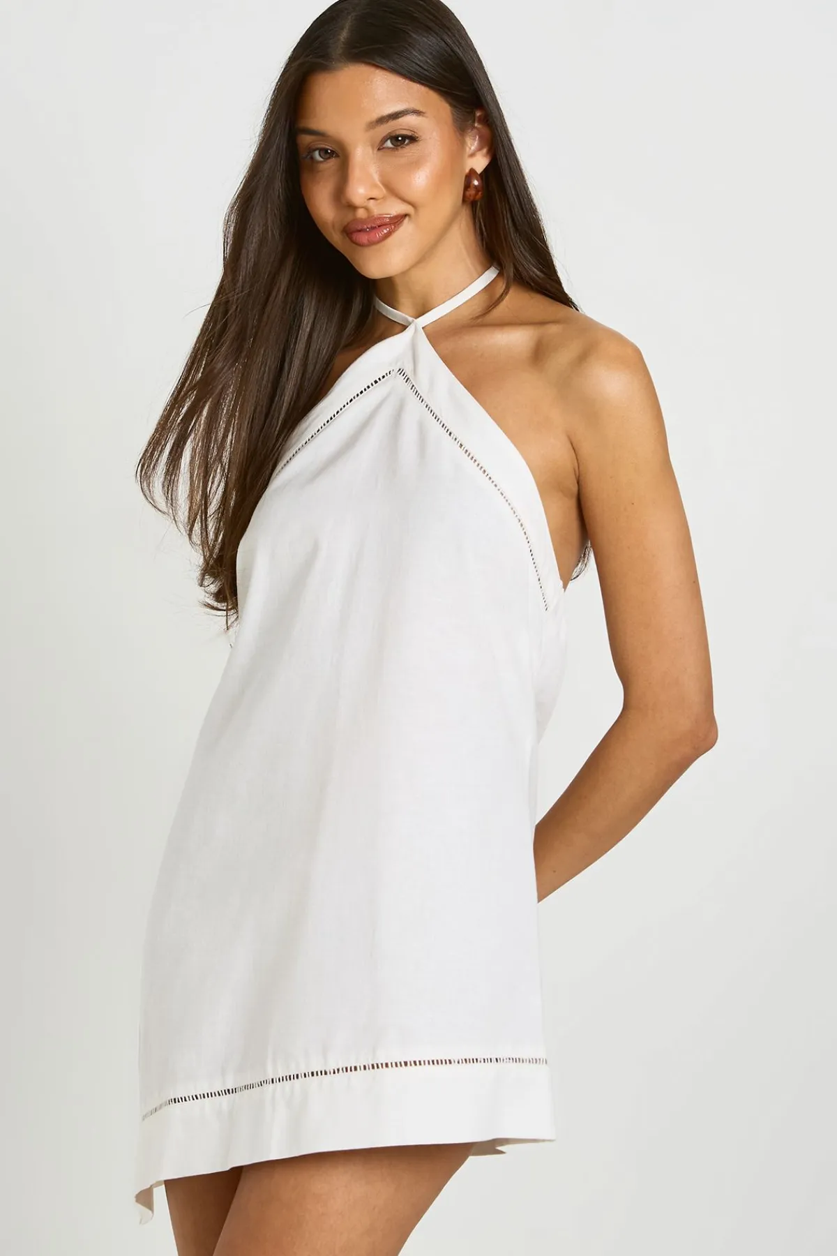 boohoo Robe Courte Dos Nu À Détails Point D'échelle Et Encolure Américaine<Femme Robes|Robes Dos Nu