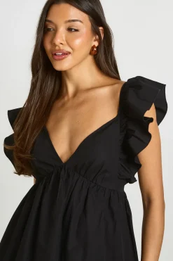Robe Courte Dos Nu À Volants Sur Les Épaules