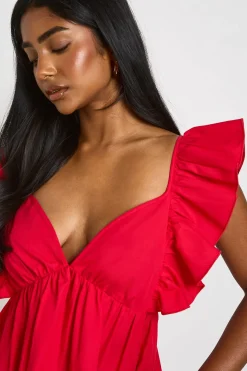 Robe Courte Dos Ouvert À Volants Sur Les Épaules