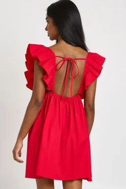 Robe Courte Dos Ouvert À Volants Sur Les Épaules