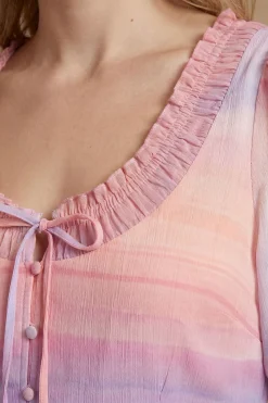 Dorothy Perkins Robe Courte Dp Luxe À Encolure Froncée Avec Nœud Devant Et Manches Bouffantes<Femme Robes|Toutes Les Robes
