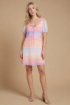Dorothy Perkins Robe Courte Dp Luxe À Encolure Froncée Avec Nœud Devant Et Manches Bouffantes<Femme Robes|Toutes Les Robes