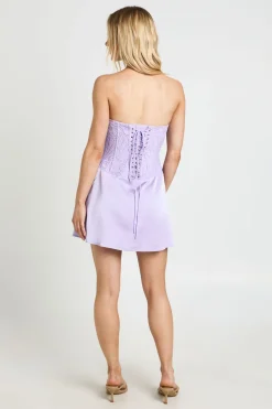 Robe Courte Drapée À Bustier En Dentelle Florale Texturée Transparente Petite