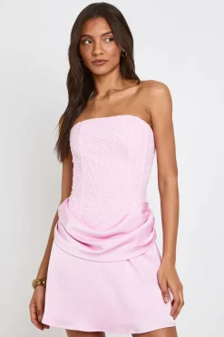 boohoo Robe Courte Drapée À Corset En Dentelle Florale Texturée Transparente Pour Grande Taille<Femme Robes Corset|Satin Et Dentelle