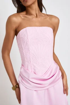 boohoo Robe Courte Drapée À Corset En Dentelle Florale Texturée Transparente Pour Grande Taille<Femme Robes Corset|Satin Et Dentelle