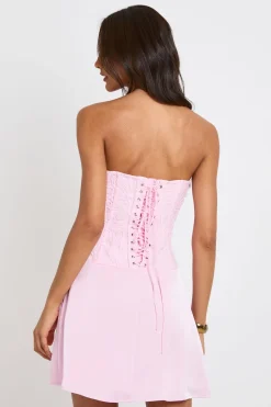 boohoo Robe Courte Drapée À Corset En Dentelle Florale Texturée Transparente Pour Grande Taille<Femme Robes Corset|Satin Et Dentelle