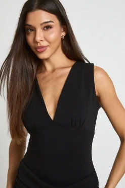 boohoo Robe Courte Drapée Ultra Douce À Devant Plongeant<Femme Robes Moulantes|Robes