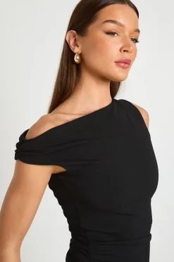 boohoo Robe Courte Drapée À Une Épaule En Crêpe Jersey<Femme Robes Moulantes|Robes