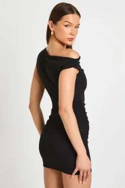 boohoo Robe Courte Drapée À Une Épaule En Crêpe Jersey<Femme Robes Moulantes|Robes