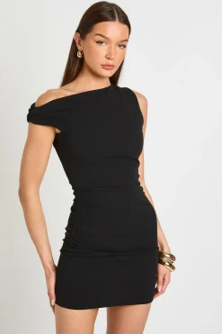 boohoo Robe Courte Drapée À Une Épaule En Crêpe Jersey<Femme Robes Moulantes|Robes