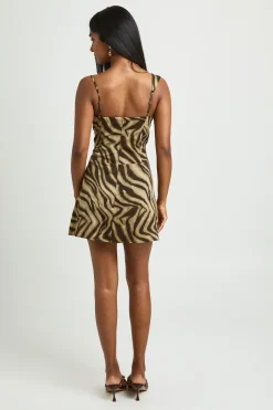 Robe Courte À Détail Corset Imprimé Zèbre Tonal