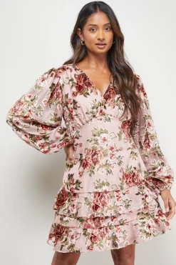 Oasis Robe Courte Dévoré à Manches Bouffantes Étagées Style Tea Dress<Femme Robes|Toutes Les Robes