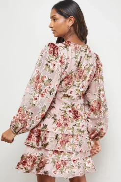 Oasis Robe Courte Dévoré à Manches Bouffantes Étagées Style Tea Dress<Femme Robes|Toutes Les Robes