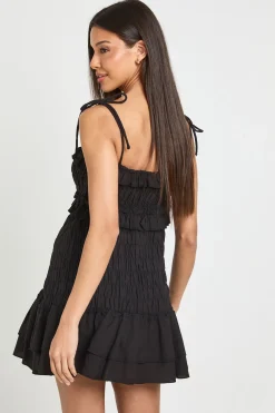 Robe Courte À Effet Lin Froncé Avec Ourlet À Volants